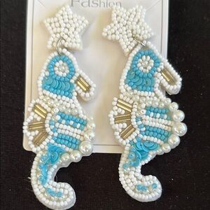 Nwt Beaded Seahorse Earrings